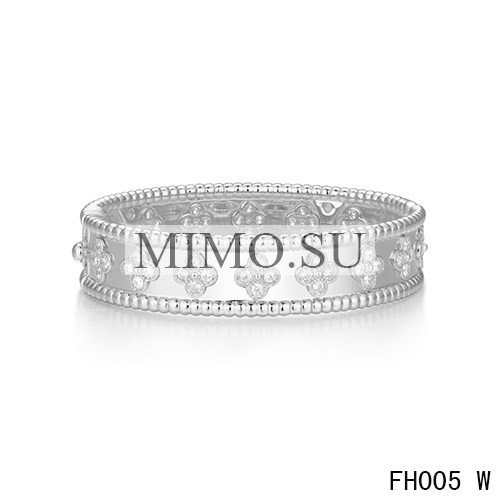 Van Cleef & Arpels Perlee Clover Bracelet,White Gold,Medium Model